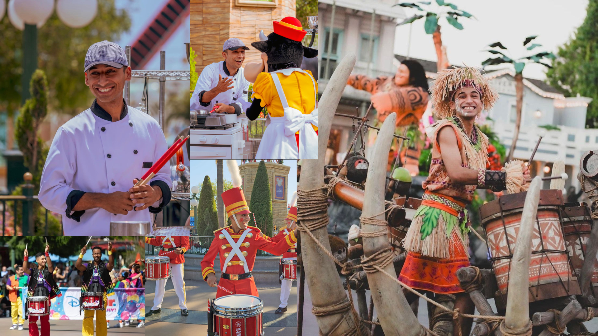 Performing on drums in live Disney theme park shows and parades